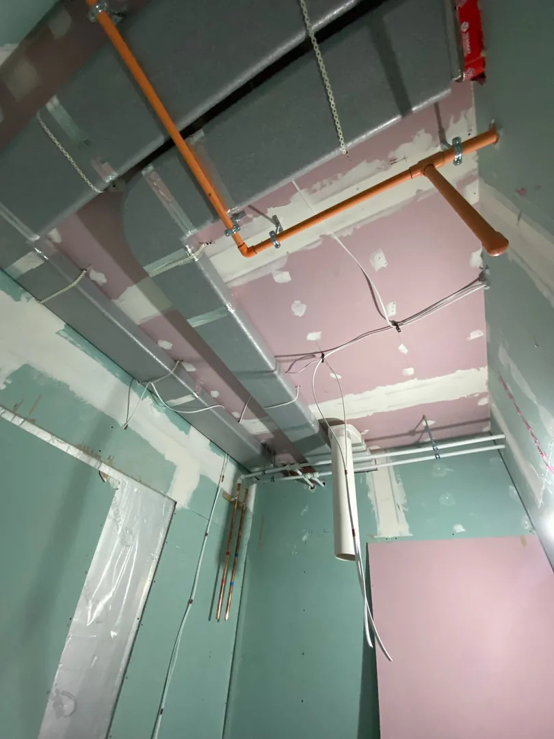 MVHR ducting with fire dampers on a new build development in Pyle, South Wales